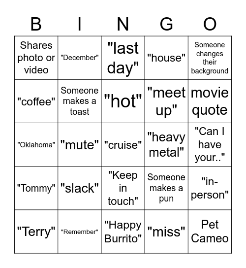 See You Later, Kevin! Bingo Card