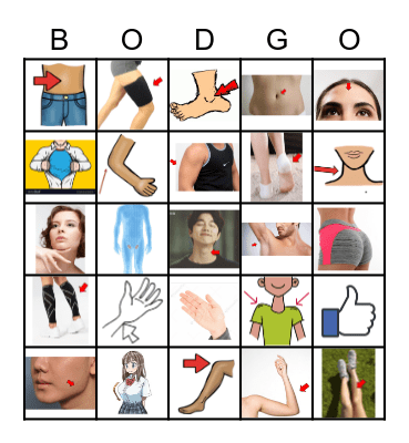 BODY PARTS Bingo Card