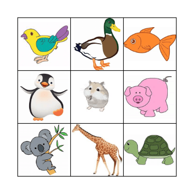 Animals Bingo Card