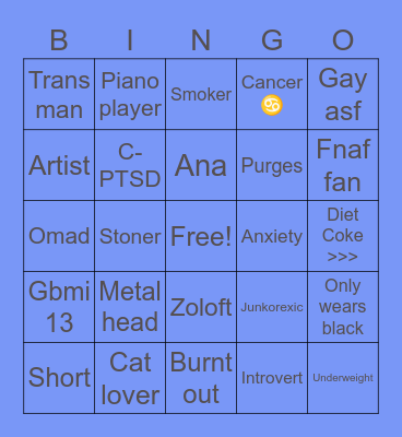 Jeremy’s bingo Card