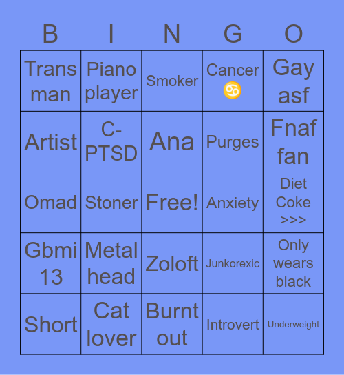 Jeremy’s bingo Card