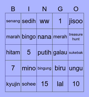 jongseo Bingo Card