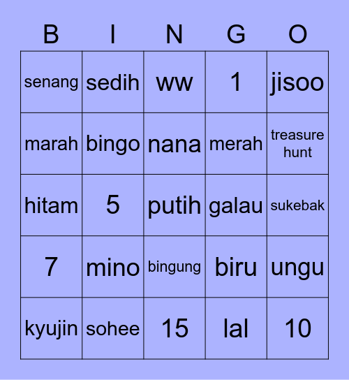 jongseo Bingo Card