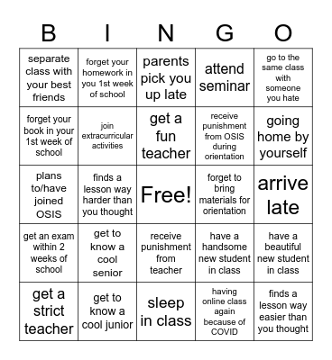 have you ever - new school year edition Bingo Card