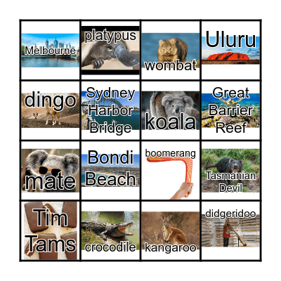 Australia! Bingo Card