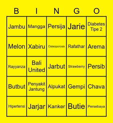 YJ's Bingo Card