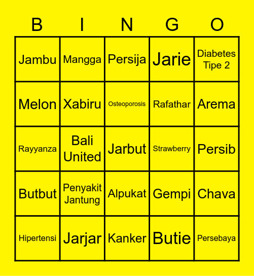 YJ's Bingo Card