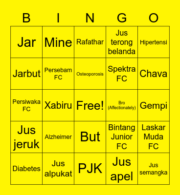 Ken. Bingo Card