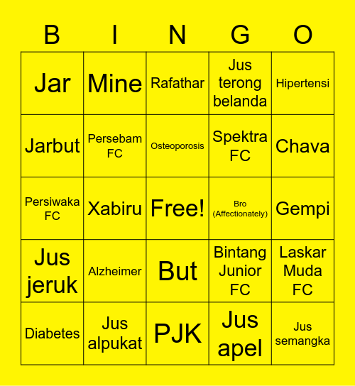 Ken. Bingo Card