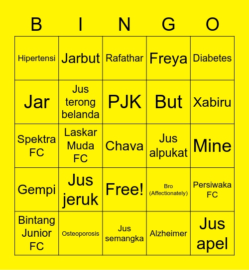 Ken. Bingo Card