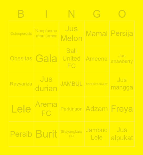 nayeon bingow Bingo Card