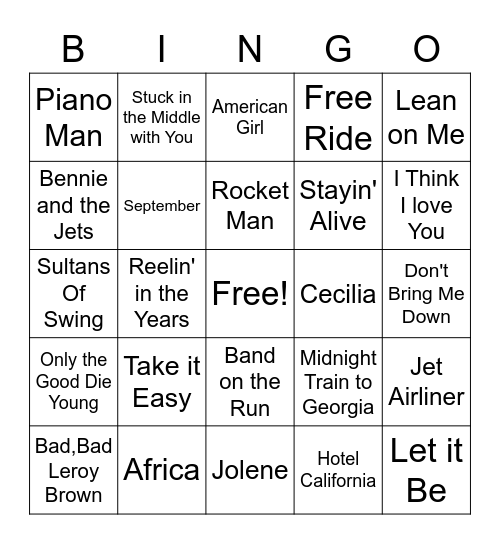 70s Singo Bingo Card
