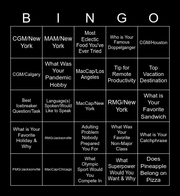 Macquarie Networking Bingo Card