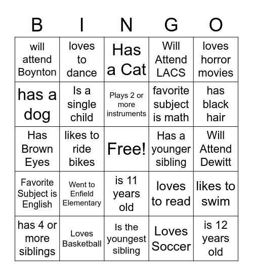 CDP Bingo Card