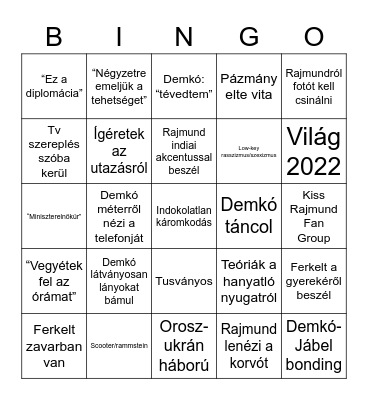 NKI TÁBOR Bingo Card