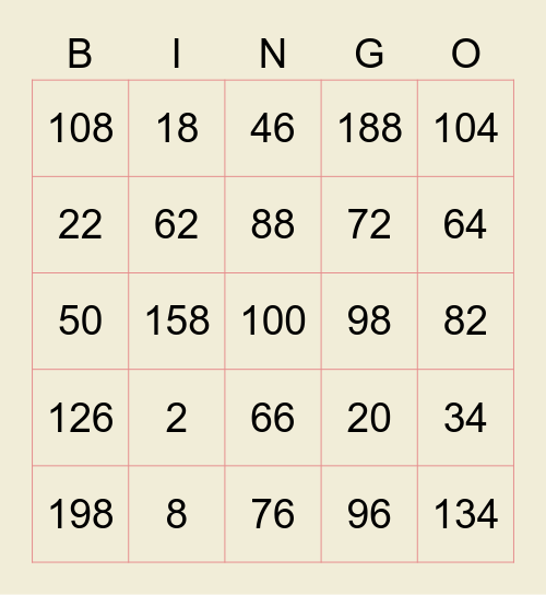 Lili Bingo Card