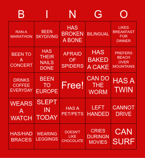bingo for the ladies Bingo Card