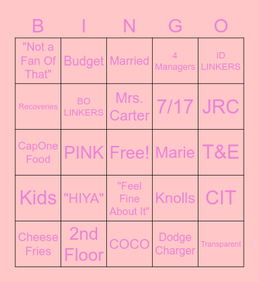 Heather's Birthday Bingo Card