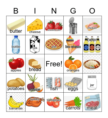 Food BINGO Card