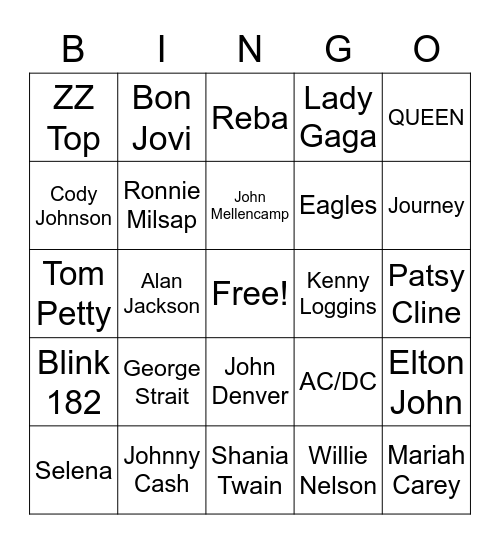 Artist Bingo - Gray Horse 7/26/2022 Bingo Card