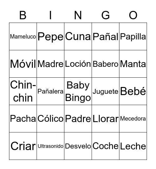 Bingo de Baby Shower Bingo Card