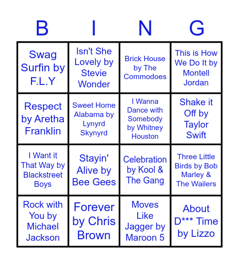 Music Bingo Card