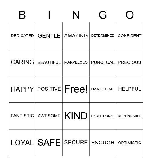 I AM.... Bingo Card