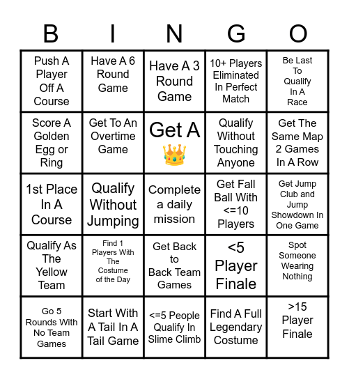 Fall Guys Bingo Set #1 Bingo Card