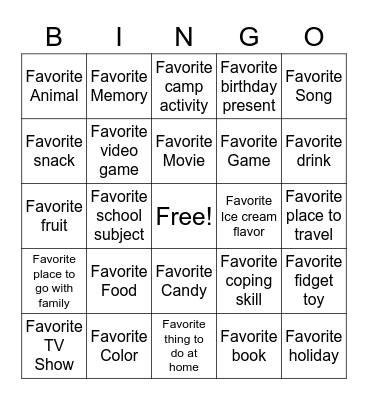 Getting to Know You Bingo Card