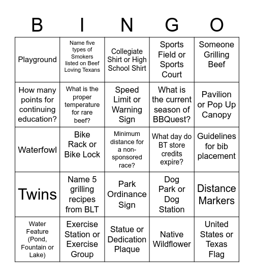 BEEF BINGO Card