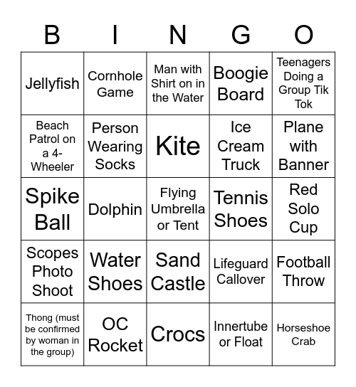 Beach Blanket Bingo Card