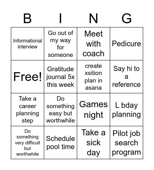 Jul/Aug Staying Sane Bingo Card