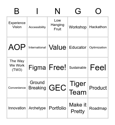 Buzzword Bingo Card