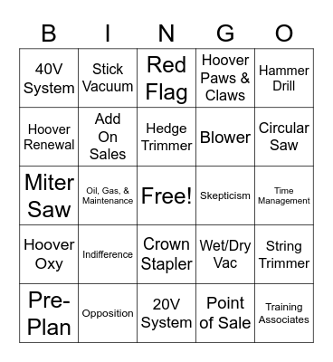 HART 103 BINGO Card