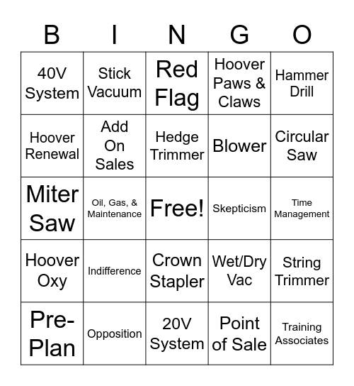 HART 103 BINGO Card