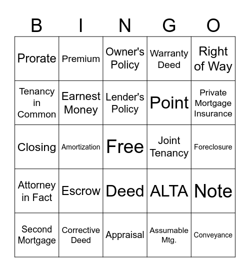 Treworgy & Baldacci Bingo Card