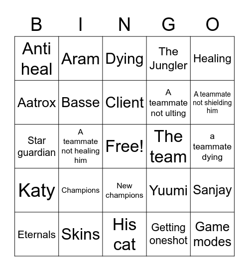 Alex complain bingo Card