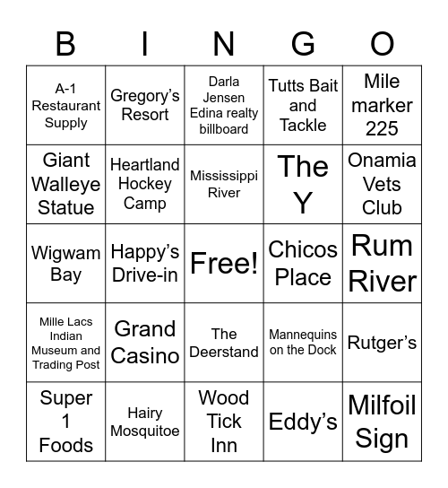 Drive To Eagle Point Bingo Card
