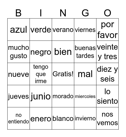 Review Bingo Card