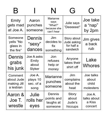 Clam Steam 2022 Bingo Card