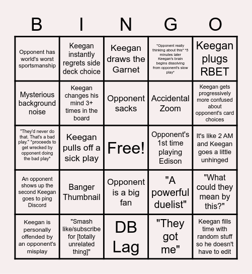 E3Yugioh Bingo! Bingo Card