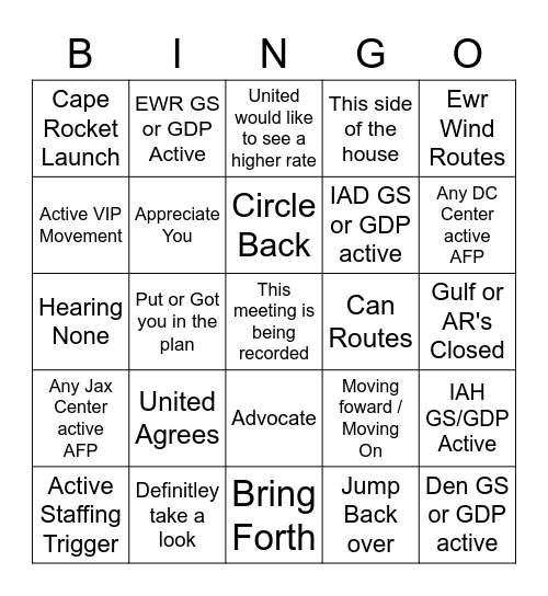 ATC Bingo Card