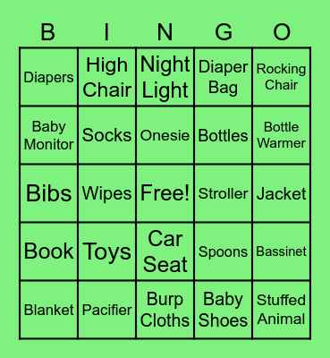 Baby Bingo Card