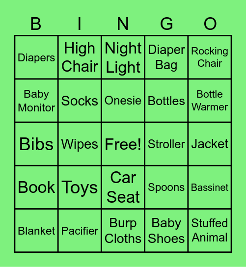 Baby Bingo Card