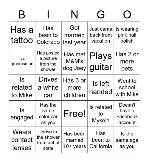 Find the guest and write in their name to win! Bingo Card