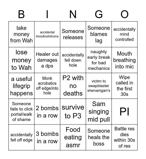 Jailer Mythic Bingo Card