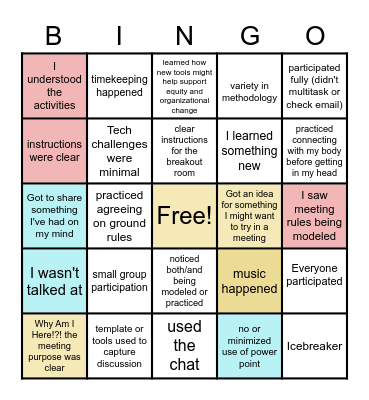Meeting Bingo ! Bingo Card
