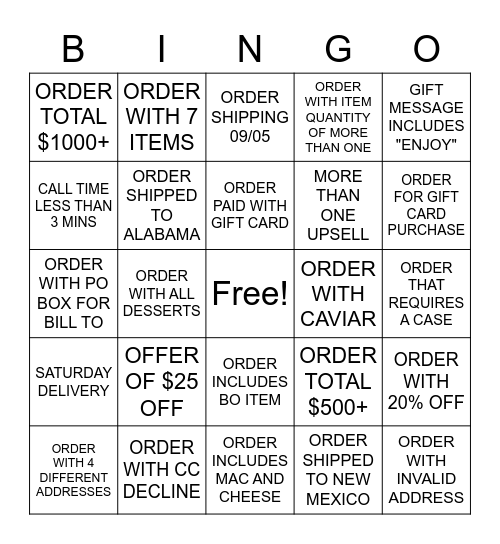 CFFG BINGO Card