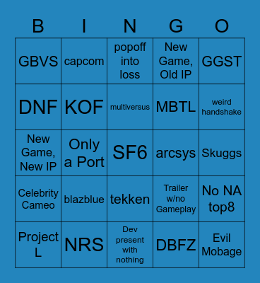 EVO EVO EVO Bingo Card