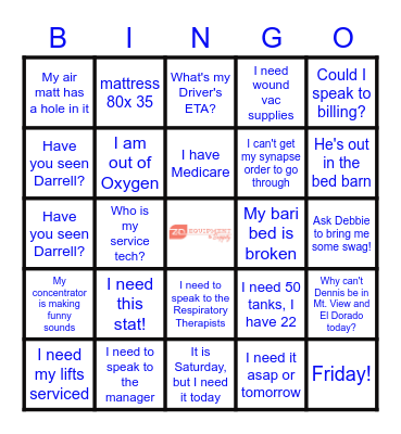 Z  &  D  Medical Bingo Card